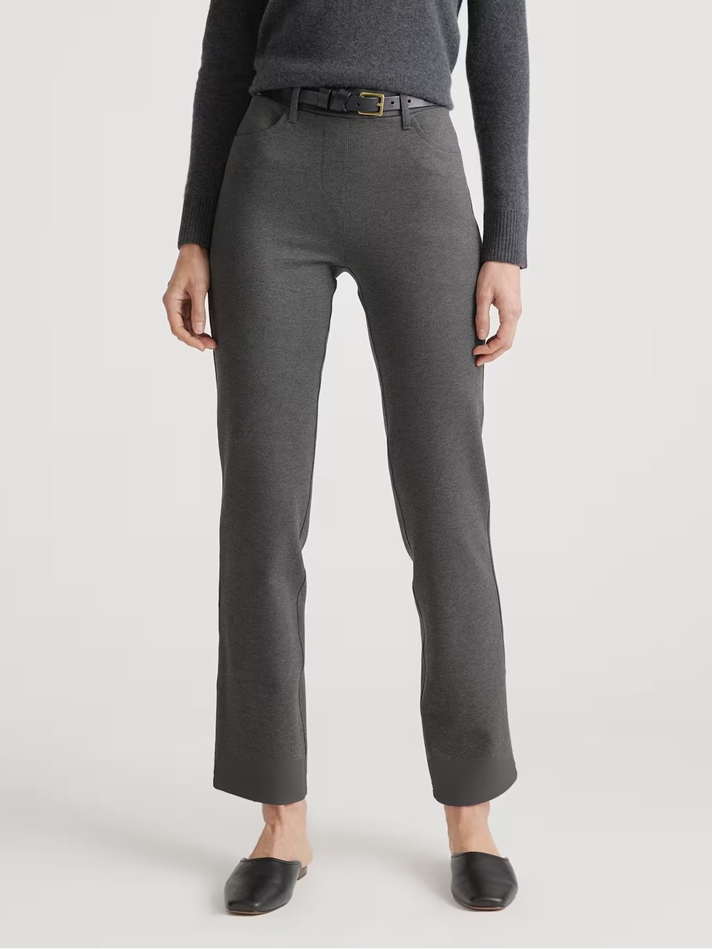Quince Ultra‎ Stretch Ponte Straight Leg 4 Pocket Pants Charcoal Gray Medium